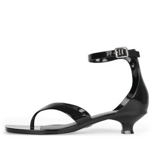 Jeffrey Campbell Black Gummy-THG Ankle Wrap Kitten Heel Jelly Thong Sandals Sz 9